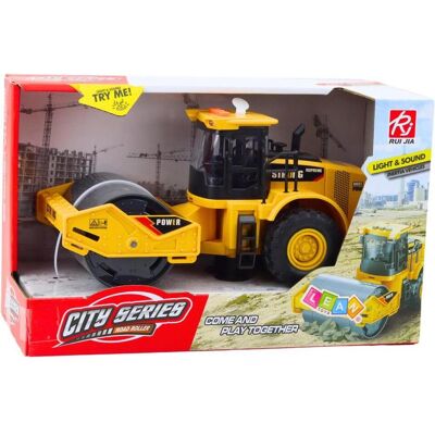 Lean Toys Strassenwalze, rotierende Blinklichter, Geräusche, gelb Lean Toys Strassenwalze, rotierende Blinklichter, Geräusche, gelb