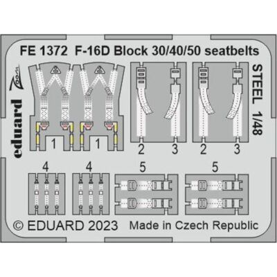 Eduard F-16D Block 30/40/50 seatbelts STEEL 1/48 KINETIC Eduard F-16D Block 30/40/50 seatbelts STEEL 1/48 KINETIC