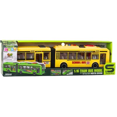 Lean Toys Gelenk-Schulbus, Türen öffnen, Licht, Geräusche, Gelb, 1:16 Lean Toys Gelenk-Schulbus, Türen öffnen, Licht, Geräusche, Gelb, 1:16