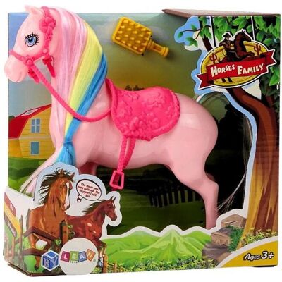 Lean Toys Figur eines Pferdes mit bunter Mähne, Sattel und Bürste Lean Toys Figur eines Pferdes mit bunter Mähne, Sattel und Bürste