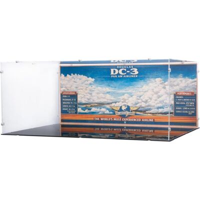 iDisplayit Acryl-Display für LEGO 11378 Douglas DC-3 PAN AM Passagierflugzeug (Hintergrun & schwarzem Boden) iDisplayit Acryl-Display für LEGO 11378 Douglas DC-3 PAN AM Passagierflugzeug (Hintergrun & schwarzem Boden)