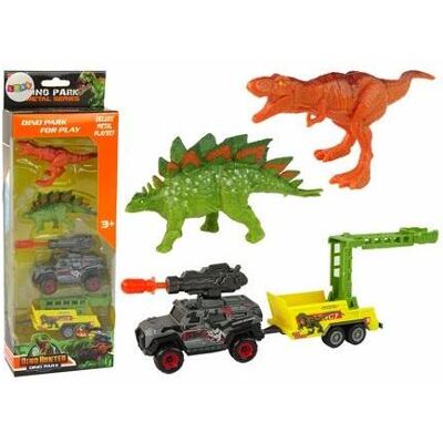 Lean Toys Set bestehend aus 2 Dinosauriern + Auto mit Rakete + Anhänger Lean Toys Set bestehend aus 2 Dinosauriern + Auto mit Rakete + Anhänger