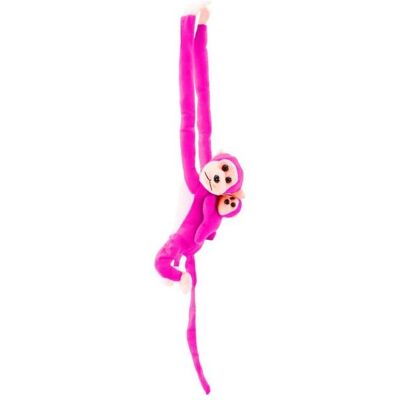 Lean Toys Leantoys Plüschaffe mit Baby-Maskottchen, dunkelrosa, mit Sound, 70 cm Lean Toys Leantoys Plüschaffe mit Baby-Maskottchen, dunkelrosa, mit Sound, 70 cm