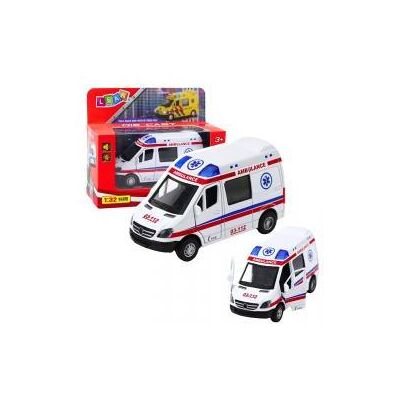 Lean Toys Lean Metal Ambulance Mit Pull Back Drive Lights Sounds White 1:32 Lean Toys Lean Metal Ambulance Mit Pull Back Drive Lights Sounds White 1:32