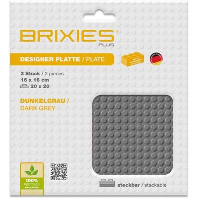 Brixies Bauplatte 20x20 Basic Doppelpack dunkelgrau Brixies Bauplatte 20x20 Basic Doppelpack dunkelgrau