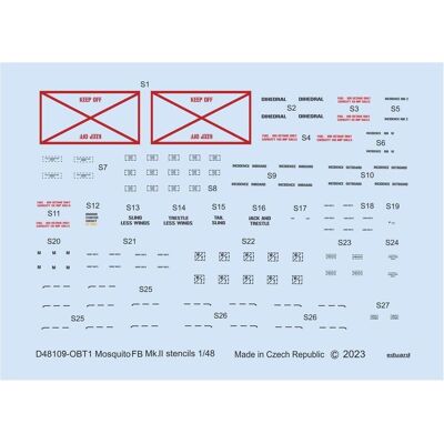 Eduard Mosquito FB Mk.II stencils 1/48 for TAMIYA Eduard Mosquito FB Mk.II stencils 1/48 for TAMIYA