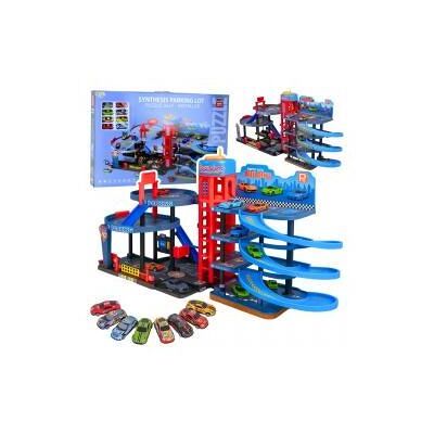 Lean Toys Parkplatz mit Autos, 4-stufige Strecke, 8 Metallfahrzeuge, Aufkleber Lean Toys Parkplatz mit Autos, 4-stufige Strecke, 8 Metallfahrzeuge, Aufkleber
