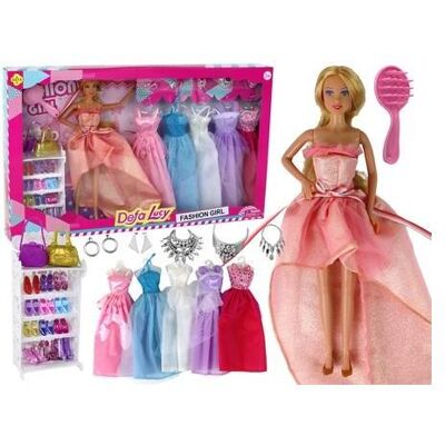 Lean Toys Puppe + Zubehör rosa Lean Toys Puppe + Zubehör rosa