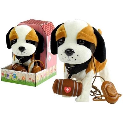 Lean Toys Interaktiver Bernhardiner-Welpe an der Leine + Buda (30 cm) Lean Toys Interaktiver Bernhardiner-Welpe an der Leine + Buda (30 cm)