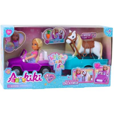 Lean Toys Lean Ankiki Puppenset Cabrio-Auto Mit Anhänger Pferd Lean Toys Lean Ankiki Puppenset Cabrio-Auto Mit Anhänger Pferd
