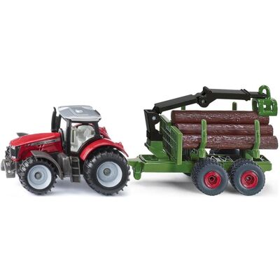 Siku Massey Ferguson mit Forstanhänger Siku Massey Ferguson mit Forstanhänger