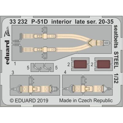 Eduard Stahl-Sicherheitsgurte für P-51D Mustang 1:32 - Modellbau Zubehör Eduard Stahl-Sicherheitsgurte für P-51D Mustang 1:32 - Modellbau Zubehör