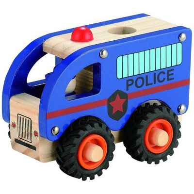 Magni - Wooden police bus with rubber wheels (3896) Magni - Wooden police bus with rubber wheels (3896)