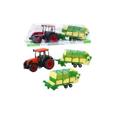 Lean Toys Landwirtschaftlicher Traktor mit grünem und gelbem Anhänger rot 50cm Lean Toys Landwirtschaftlicher Traktor mit grünem und gelbem Anhänger rot 50cm