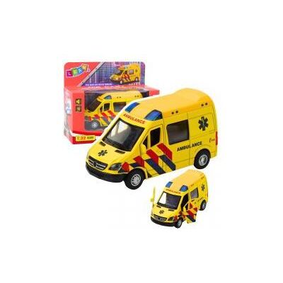 Lean Toys Lean Krankenwagen Metal Powered Pull Back Lights Sounds Gelb 1:32 Lean Toys Lean Krankenwagen Metal Powered Pull Back Lights Sounds Gelb 1:32