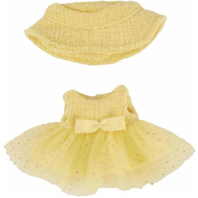 Heless Monster Styles, Bouclé Kleid mit Fischerhut, gelb, Grösse 15 cm Heless Monster Styles, Bouclé Kleid mit Fischerhut, gelb, Grösse 15 cm