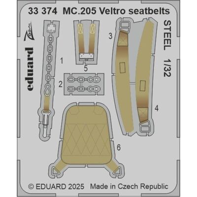 Eduard MC.205 Veltro seatbelts STEEL ITALERI Eduard MC.205 Veltro seatbelts STEEL ITALERI