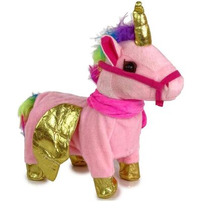 Lean Toys Maskottchen interaktives Pferd rosa goldene Flügel Musik (33 cm) Lean Toys Maskottchen interaktives Pferd rosa goldene Flügel Musik (33 cm)