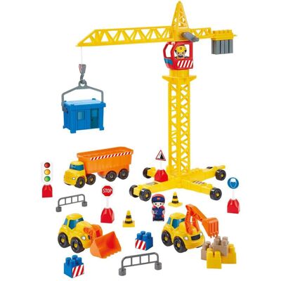 Ecoiffier Arick Bausteine Baustelle mit Kran und 3 Fahrzeugen Ecoiffier Arick Bausteine Baustelle mit Kran und 3 Fahrzeugen
