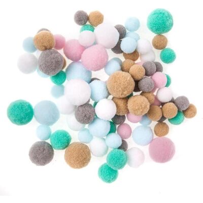 Stnux Plüsch-Pompons frostige Pastelltöne 90 Stück, Mix Stnux Plüsch-Pompons frostige Pastelltöne 90 Stück, Mix