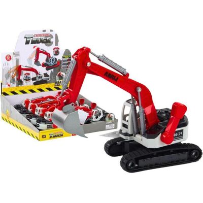 Lean Toys Raupenbagger aus weissem und rotem Metall Lean Toys Raupenbagger aus weissem und rotem Metall