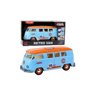 Lean Toys Retro Car Van Bus Lights Sounds Opening Doors Blue Lean Toys Retro Car Van Bus Lights Sounds Opening Doors Blue
