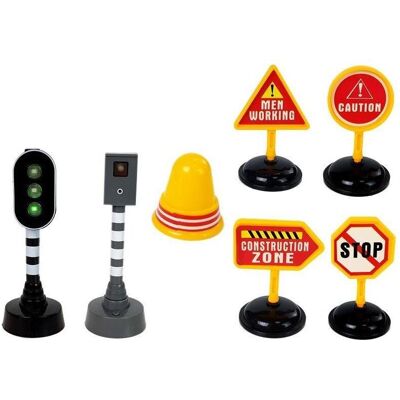 Lean Toys Kipper, Baustelle, Verkehrsschilder, Ampeln, Reibungsantrieb, Sound, Lichteffekte Lean Toys Kipper, Baustelle, Verkehrsschilder, Ampeln, Reibungsantrieb, Sound, Lichteffekte