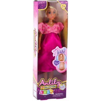 Lean Toys Lean Anlily Puppe Schwangere Rosa Satin Kleid Lange Haare Lean Toys Lean Anlily Puppe Schwangere Rosa Satin Kleid Lange Haare