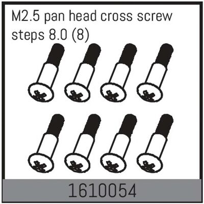 Absima m2.5 pan head cross screw steps 8.0 (8) Absima m2.5 pan head cross screw steps 8.0 (8)