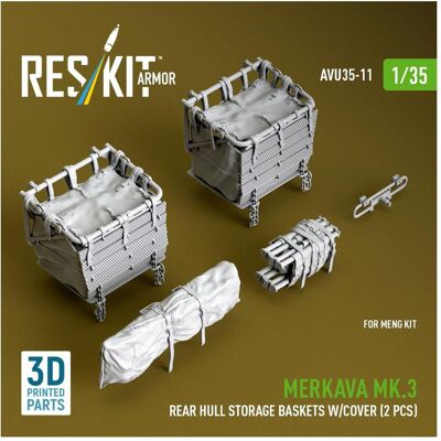 ResKit Merkava Mk.3 rear hull storage baskets w/cover (2 pcs) for Meng kit (3D Printed) ResKit Merkava Mk.3 rear hull storage baskets w/cover (2 pcs) for Meng kit (3D Printed)