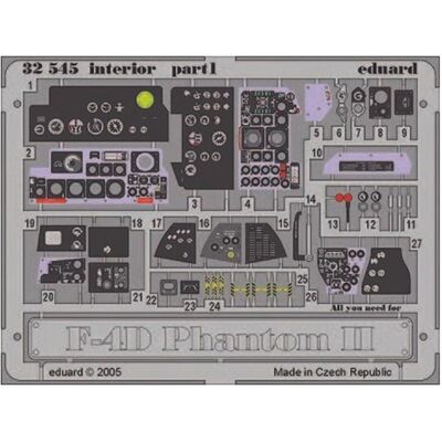 Eduard F-4CD Phantom Innenzubehör - 1:32 Maßstab - Modellbauteil Eduard F-4CD Phantom Innenzubehör - 1:32 Maßstab - Modellbauteil