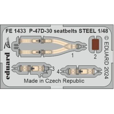 Eduard P-47D-30 seatbelts STEEL 1/48 MINIART Eduard P-47D-30 seatbelts STEEL 1/48 MINIART