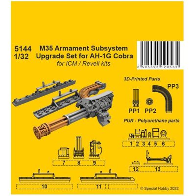 CMK M35 Armament Subsystem Upgrade Set for AH-1G Cobra 1/32 /for ICM and Revell kits CMK M35 Armament Subsystem Upgrade Set for AH-1G Cobra 1/32 /for ICM and Revell kits