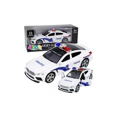 Lean Toys Polizeiauto öffnet Türen, Blaulicht, Geräusche, Weiss Lean Toys Polizeiauto öffnet Türen, Blaulicht, Geräusche, Weiss