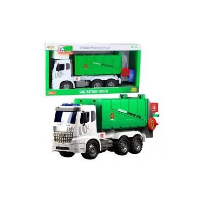Lean Toys Grosser Müllwagen, Hebefunktion, 2 Mülltonnen, Lichter, Geräusche, Grün, 1:10 Lean Toys Grosser Müllwagen, Hebefunktion, 2 Mülltonnen, Lichter, Geräusche, Grün, 1:10