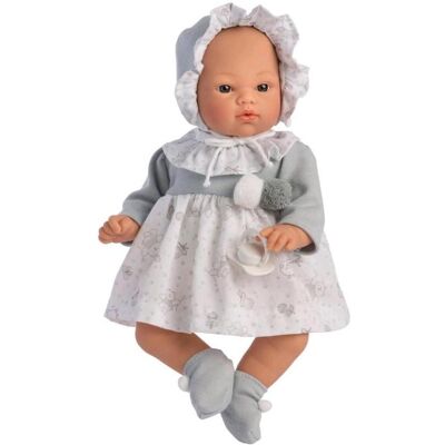Asi - Koke Puppe im grauen Kleid, 36 cm Asi - Koke Puppe im grauen Kleid, 36 cm