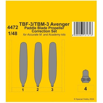 CMK TBF-3/TBM-3 Avenger Paddle Blade Propeller Correction Set 1/48 for Accurate/Academy kits CMK TBF-3/TBM-3 Avenger Paddle Blade Propeller Correction Set 1/48 for Accurate/Academy kits