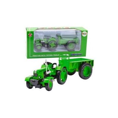 Lean Toys Lean Metall-Ackerschlepper Mit Anhänger Grün 1:18 Lean Toys Lean Metall-Ackerschlepper Mit Anhänger Grün 1:18