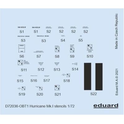Eduard Hurricane Mk.I stencils for ARMA HOBBY/REVELL/AIRFIX Eduard Hurricane Mk.I stencils for ARMA HOBBY/REVELL/AIRFIX