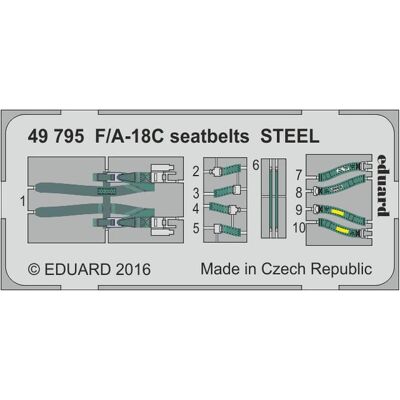 Eduard F/A-18C seatbelts STEEL for Kinetic Eduard F/A-18C seatbelts STEEL for Kinetic