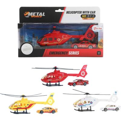 Toi-Toys Helikopter Rettung mit Auto Metall 23cm 3f sort. Toi-Toys Helikopter Rettung mit Auto Metall 23cm 3f sort.