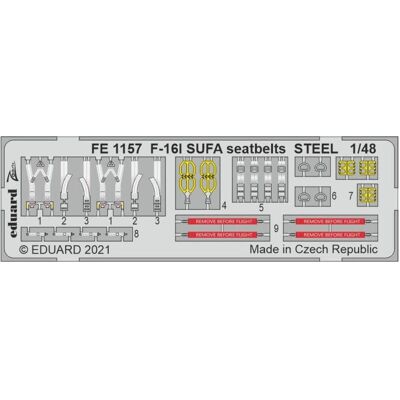 Eduard F-16I SUFA seatbelts STEEL 1/48 for KINETIC Eduard F-16I SUFA seatbelts STEEL 1/48 for KINETIC
