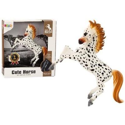 Lean Toys Figur eines stehenden weissen Pferdes mit Punkten Lean Toys Figur eines stehenden weissen Pferdes mit Punkten