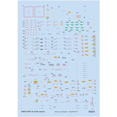 Eduard Su-27UB stencils 1/48 for ACADEMY/KITTY HAWK/GWH Eduard Su-27UB stencils 1/48 for ACADEMY/KITTY HAWK/GWH