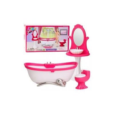 Lean Toys Puppenbadezimmer-Set: Badewanne, Toilette, Waschbecken mit Spiegel Lean Toys Puppenbadezimmer-Set: Badewanne, Toilette, Waschbecken mit Spiegel