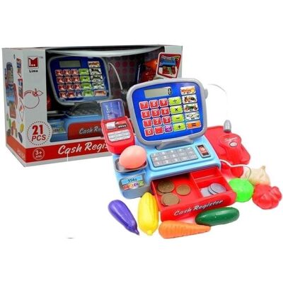 Lean Toys, Kaufladen Zubehör, Registrierkasse mit Barcode-Scanner 21-teilig Lean Toys, Kaufladen Zubehör, Registrierkasse mit Barcode-Scanner 21-teilig