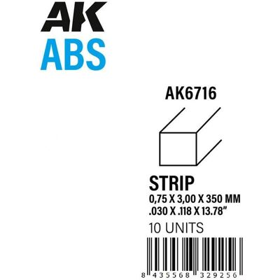 AK Interactive Strips 0.75 x 3.00 x 350mm - ABS STRIP AK Interactive Strips 0.75 x 3.00 x 350mm - ABS STRIP