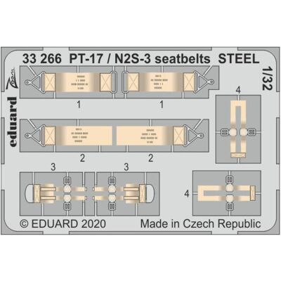 Eduard PT-17 / N2S-3 seatbelts STEEL for ICM Eduard PT-17 / N2S-3 seatbelts STEEL for ICM