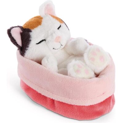 NICI plush toy sleeping cat cailco in pink basket 12 cm (12 cm) NICI plush toy sleeping cat cailco in pink basket 12 cm (12 cm)