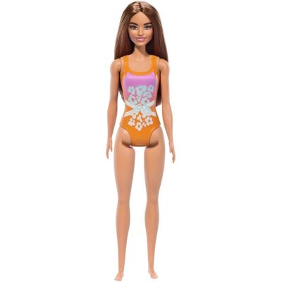 Mattel Barbie Κούκλα Beach Pink-Orange Swimsuit για 3+ ετών HPV21 Mattel Barbie Κούκλα Beach Pink-Orange Swimsuit για 3+ ετών HPV21